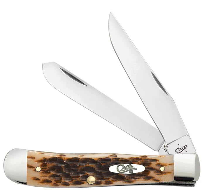 Case Knife Amber Bone Peach Trapper w/ Clip 06540