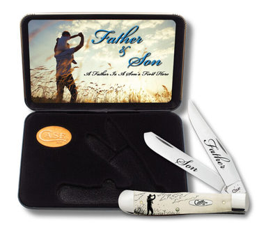 Case Knife Smooth Natural Bone Father Son Trapper + Gift Box AWTC54FS