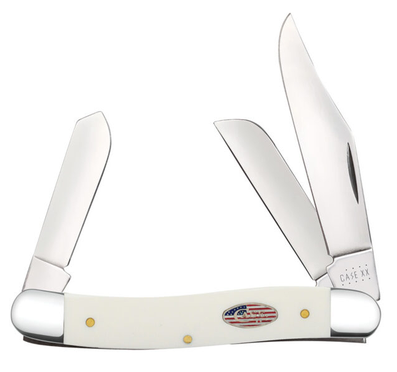 Case Knife Stars & Stripes White Synthetic Stockman 39919