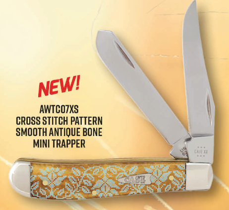 Case Knife Cross Stitch Antique Bone Mini Trapper AWTC07XS