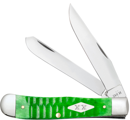 Case Knife Bright Green Bone Gator Jig Trapper 11440