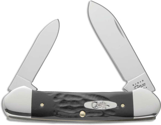 Case Knife Jigged Rough Black Synthetic Canoe 18226