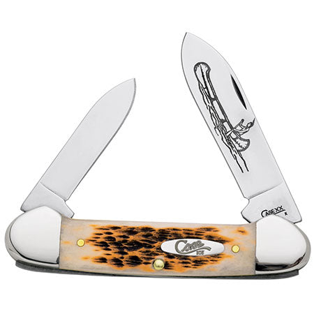 Case Knife Amber Bone Canoe CS 00263