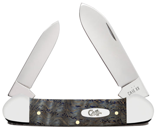 Case Knife Blue Curly Oak Wood Smooth Canoe 47496