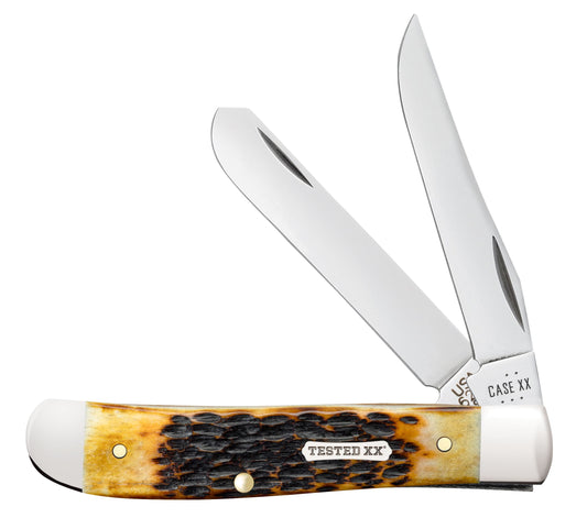 Case Knife Burnt Amber Bone Mini Trapper 51391 (CS)
