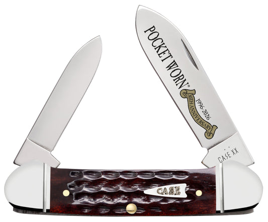 Case Knife Pocket Worn Mahogany Bone Jib Canoe 55235