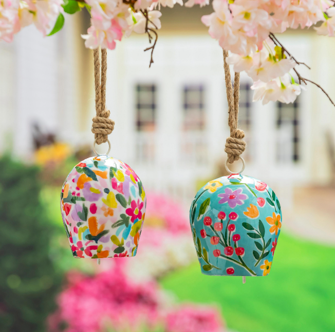 Printed Colorful Bouquets Garden Bell