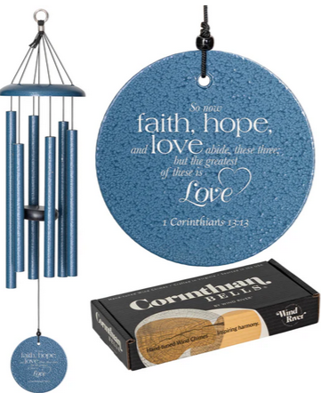 Corinthian Bells 27" Faith Hope Love Sky Blue