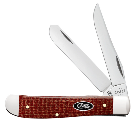 Case Knife Dark Red Burlap Micarta Mini Trapper 12271