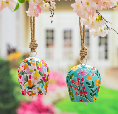 Printed Colorful Bouquets Garden Bell