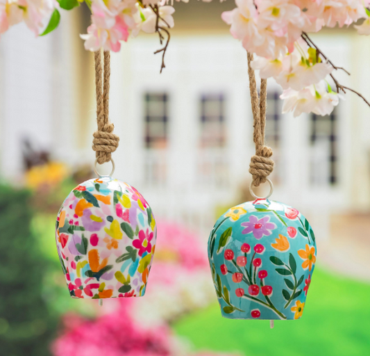 Printed Colorful Bouquets Garden Bell