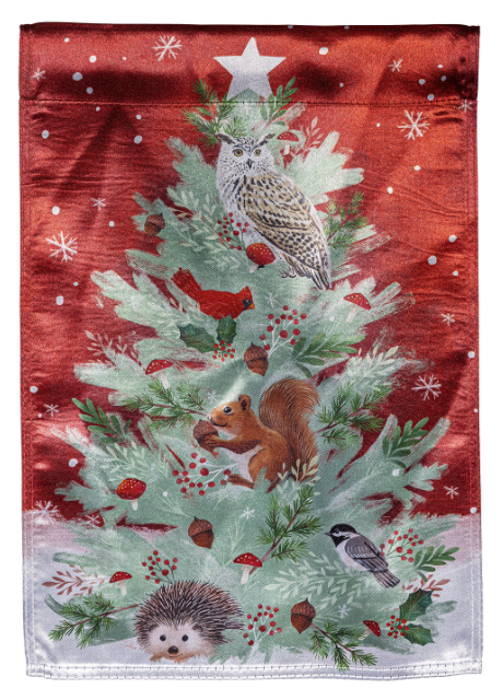 Woodland Critters Christmas Garden Flag