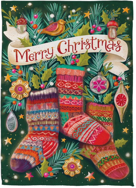 Merry Christmas Socks Garden Flag
