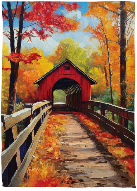 Covered Bridge Garden Flag