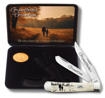 Case Knife Smooth Natural Bone Grandpa/Grandson Trapper + Gift Box AWTC54GS