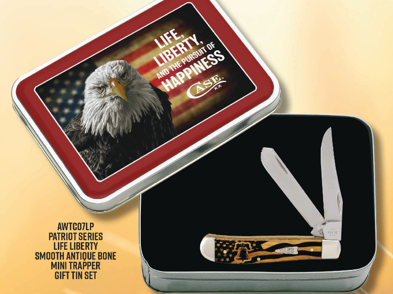 Case Knife Antique Bone Life, Liberty & Pursuite Mini Trapper Gift AWTC07LP