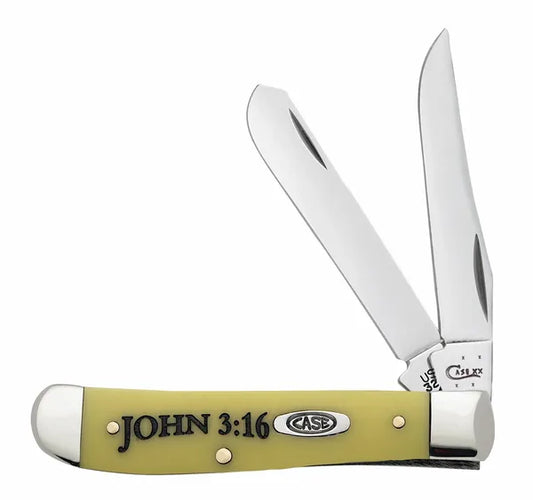 Case Knife Yellow Trapper John 3:16 08850